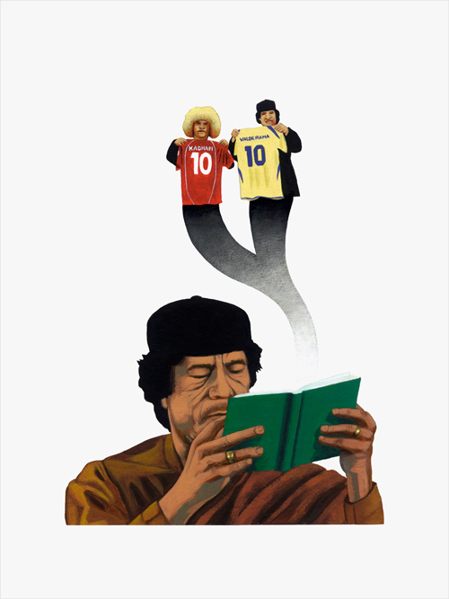 Mouamar Kadhafi meets Carlos Valderama
